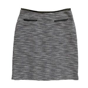 Calvin Klein Black and White Pencil Skirt, faux leather accents woven pattern 2
